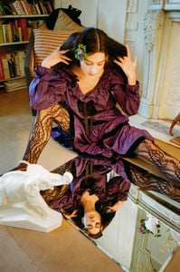1970s Yves Saint Laurent purple silk taffeta set