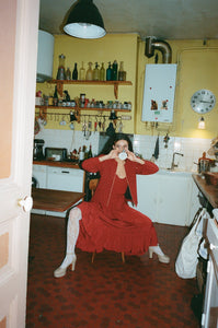 1970s Renata dark red silk set